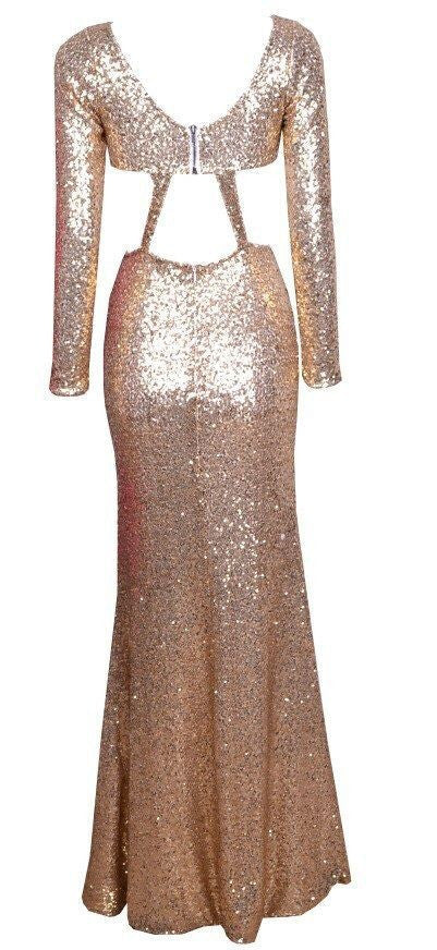 Sexy Women Paris Style Long Off Shoulder Elegant Shining Golden Dress - Sins & Temptations