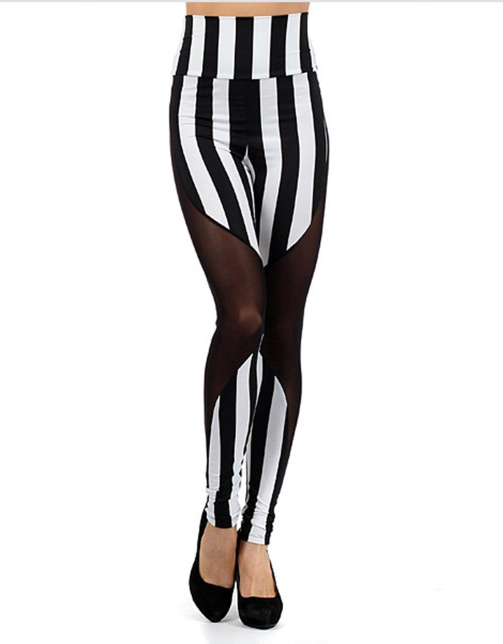 Striped Mesh Fashion Sexy Leggings - Sins & Temptations
