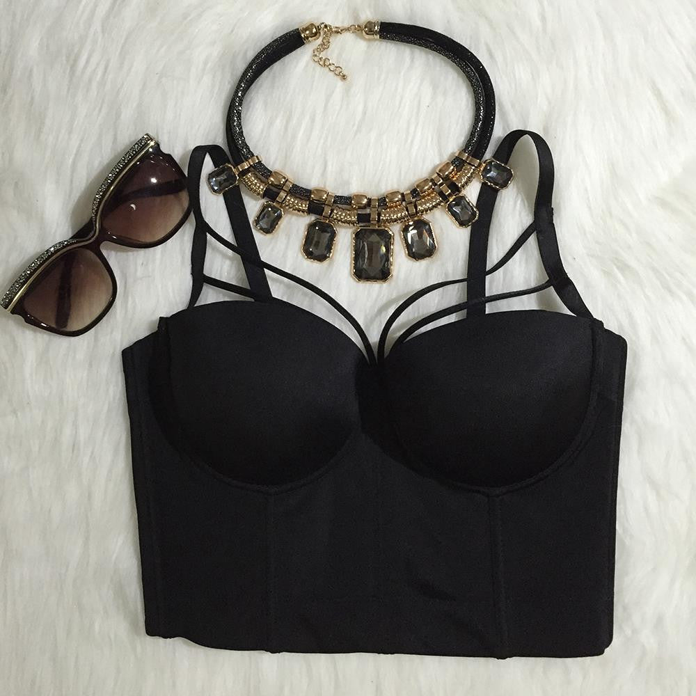 Basic Smooth Cut Cross Spandex Push Up Bralet Bustier Bra - Sins & Temptations