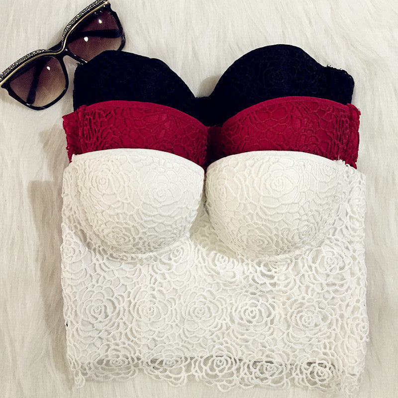 Sweet Floral Lace Push Up Bralet Bustier Corset Wedding Party Cropped Top - Sins & Temptations