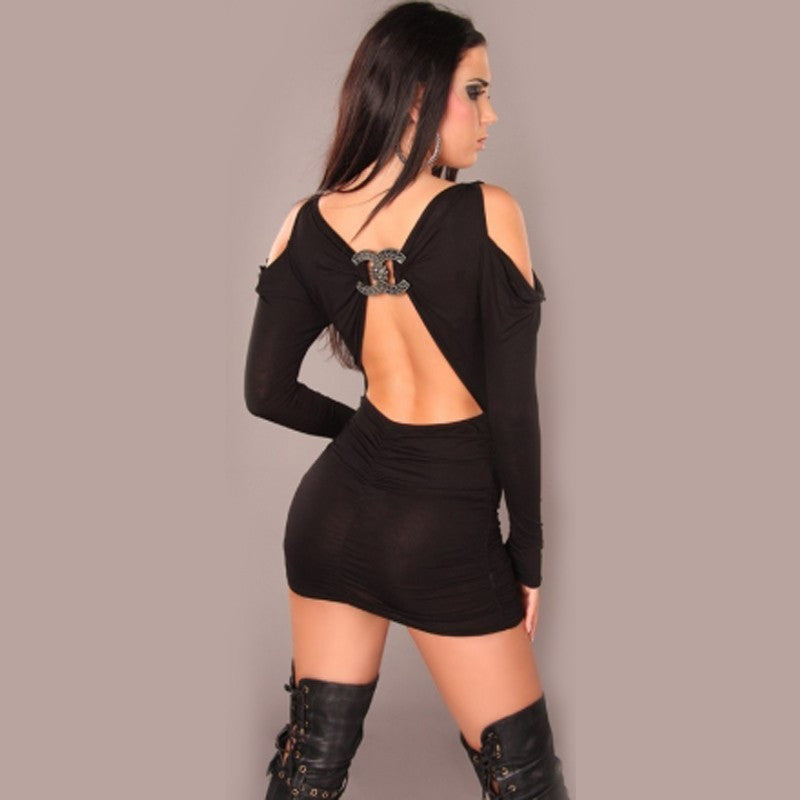 Women Casual Long Sleeve Backless Dress - Sins & Temptations